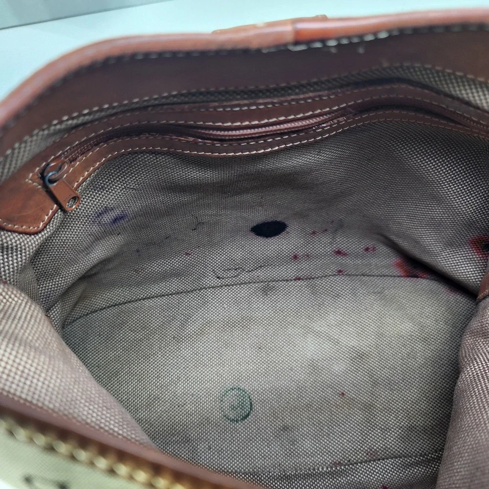 Dooney & Bourke Brown Monogram Hobo with Tan Leather Trim